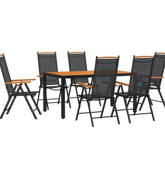 7-tlg. Garten-Essgruppe Schwarz und Braun Aluminium