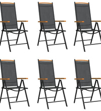 7-tlg. Garten-Essgruppe Schwarz und Braun Aluminium