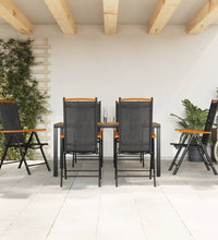 7-tlg. Garten-Essgruppe Schwarz und Braun Aluminium