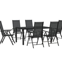 7-tlg. Garten-Essgruppe Schwarz Aluminium