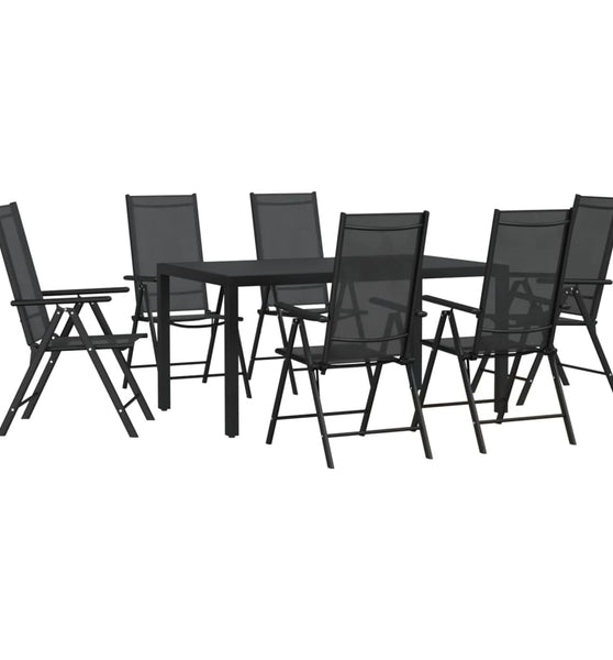 7-tlg. Garten-Essgruppe Schwarz Aluminium