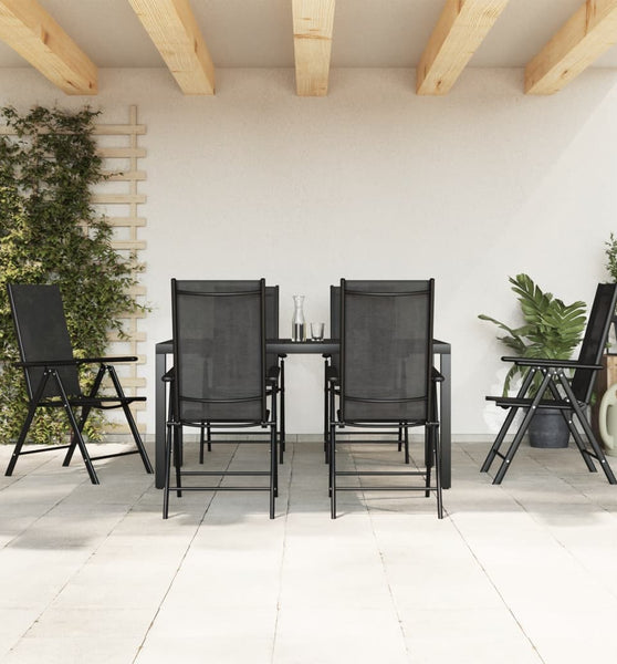 7-tlg. Garten-Essgruppe Schwarz Aluminium