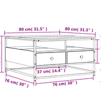 Couchtisch Schwarz 80x80x45 cm Holzwerkstoff