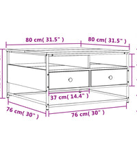 Couchtisch Grau Sonoma 80x80x45 cm Holzwerkstoff