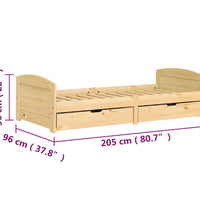 Tagesbett mit 2 Schubladen IRUN 90x200 cm Massivholz Kiefer