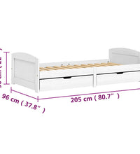 Tagesbett mit 2 Schubladen IRUN Weiß 90x200cm Massivholz Kiefer
