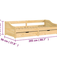 Tagesbett mit 2 Schubladen IRUN 90x200 cm Massivholz Kiefer