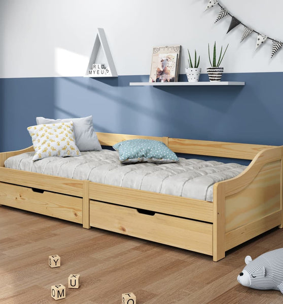 Tagesbett mit 2 Schubladen IRUN 90x200 cm Massivholz Kiefer