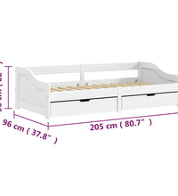 Tagesbett mit 2 Schubladen IRUN Weiß 90x200cm Massivholz Kiefer