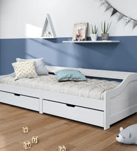 Tagesbett mit 2 Schubladen IRUN Weiß 90x200cm Massivholz Kiefer