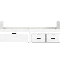 Tagesbett mit 5 Schubladen IRUN Weiß 90x200cm Massivholz Kiefer