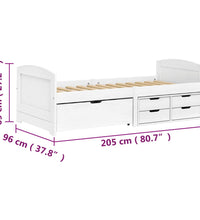 Tagesbett mit 5 Schubladen IRUN Weiß 90x200cm Massivholz Kiefer
