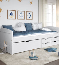 Tagesbett mit 5 Schubladen IRUN Weiß 90x200cm Massivholz Kiefer