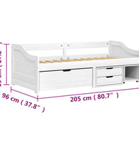 Tagesbett mit 3 Schubladen IRUN Weiß 90x200cm Massivholz Kiefer