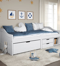 Tagesbett mit 3 Schubladen IRUN Weiß 90x200cm Massivholz Kiefer