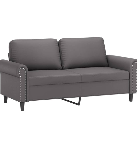 2-Sitzer-Sofa Grau 140 cm Kunstleder