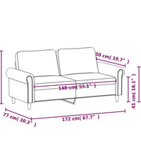 2-Sitzer-Sofa Grau 140 cm Kunstleder