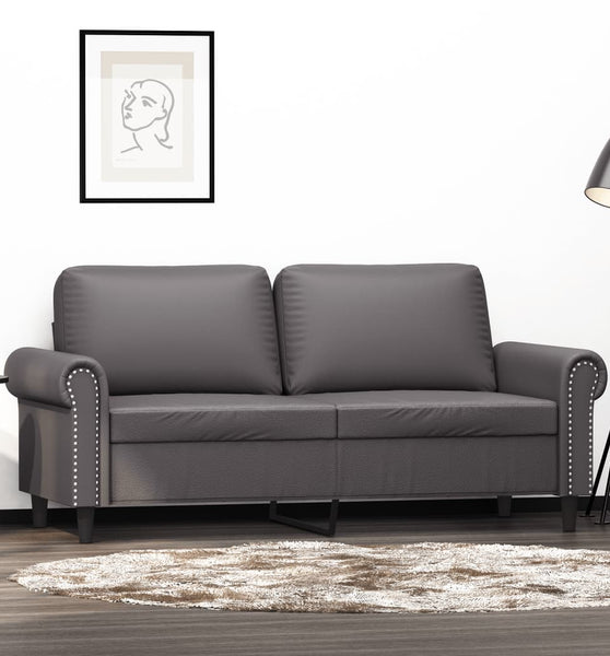2-Sitzer-Sofa Grau 140 cm Kunstleder