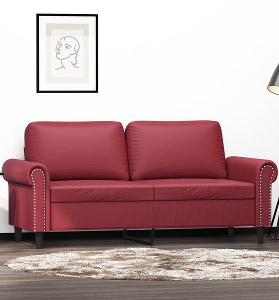2-Sitzer-Sofa Weinrot 140 cm Kunstleder