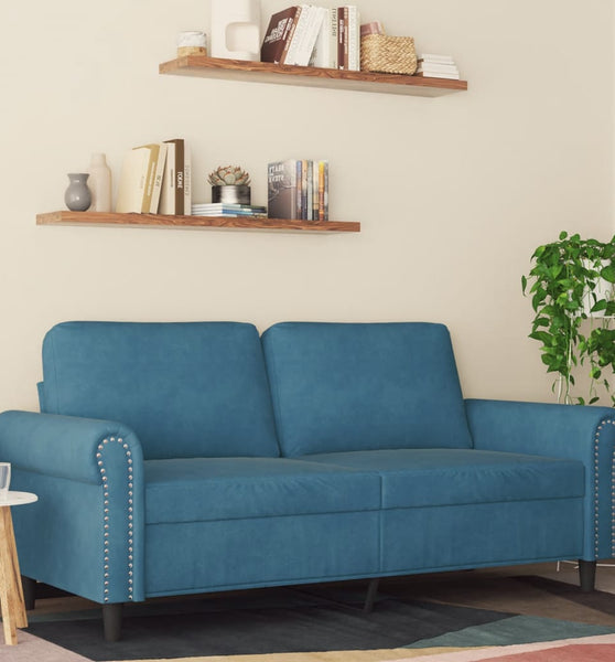 2-Sitzer-Sofa Blau 140 cm Samt