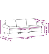 3-Sitzer-Sofa Rosa 180 cm Samt