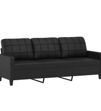 3-Sitzer-Sofa Schwarz 180 cm Kunstleder