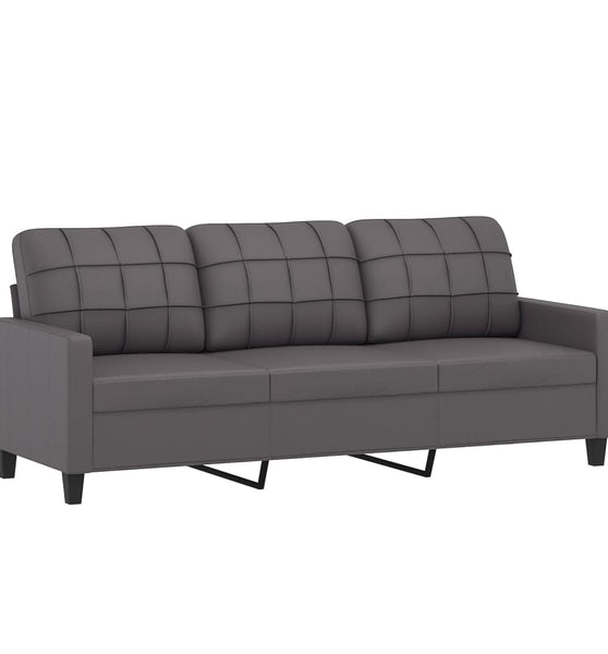 3-Sitzer-Sofa Grau 180 cm Kunstleder