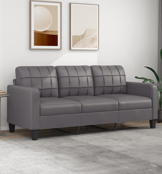 3-Sitzer-Sofa Grau 180 cm Kunstleder