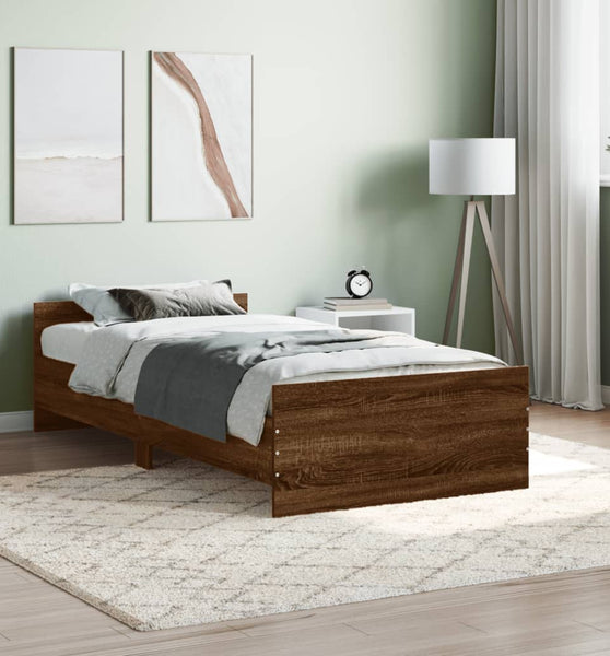 Bettgestell ohne Matratze Braun Eiche 90x200 cm Holzwerkstoff