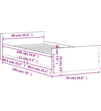 Bettgestell Betongrau 90x190 cm Holzwerkstoff