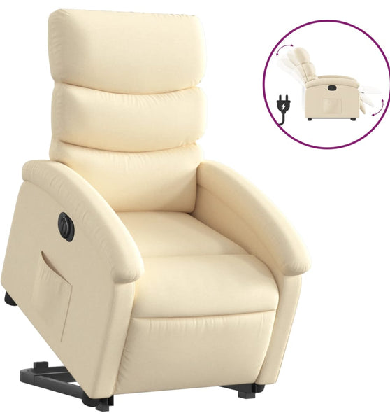 Relaxsessel mit Aufstehhilfe Elektrisch Creme Stoff