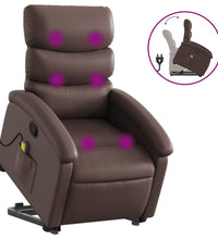 Massagesessel mit Aufstehhilfe Braun Kunstleder