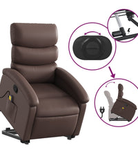 Massagesessel mit Aufstehhilfe Braun Kunstleder