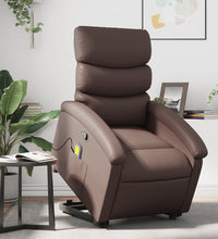 Massagesessel mit Aufstehhilfe Braun Kunstleder