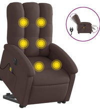 Elektrischer Massagesessel mit Aufstehhilfe Dunkelbraun Stoff
