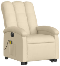 Elektrischer Massagesessel mit Aufstehhilfe Creme Stoff