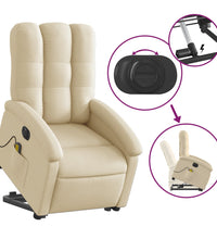 Elektrischer Massagesessel mit Aufstehhilfe Creme Stoff