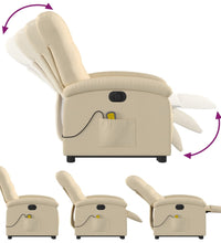 Elektrischer Massagesessel mit Aufstehhilfe Creme Stoff