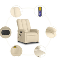 Elektrischer Massagesessel mit Aufstehhilfe Creme Stoff