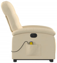 Elektrischer Massagesessel mit Aufstehhilfe Creme Stoff