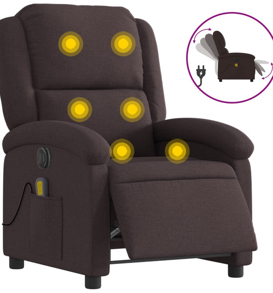 Massagesessel Elektrisch Dunkelbraun Stoff