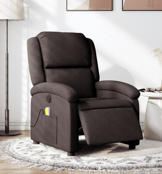 Massagesessel Elektrisch Dunkelbraun Stoff