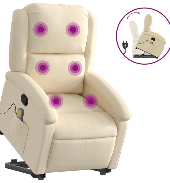 Massagesessel mit Aufstehhilfe Creme Stoff