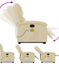 Massagesessel mit Aufstehhilfe Creme Stoff