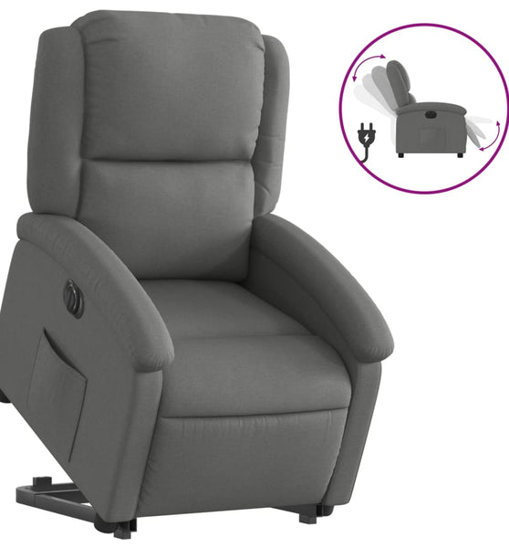 Relaxsessel mit Aufstehhilfe Elektrisch Dunkelgrau Stoff