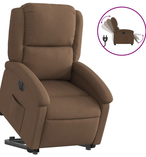 Relaxsessel mit Aufstehhilfe Elektrisch Braun Stoff