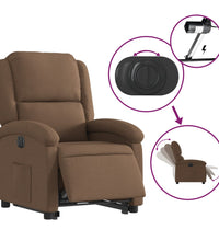 Relaxsessel mit Aufstehhilfe Elektrisch Braun Stoff