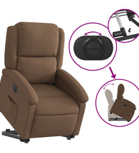 Relaxsessel mit Aufstehhilfe Elektrisch Braun Stoff
