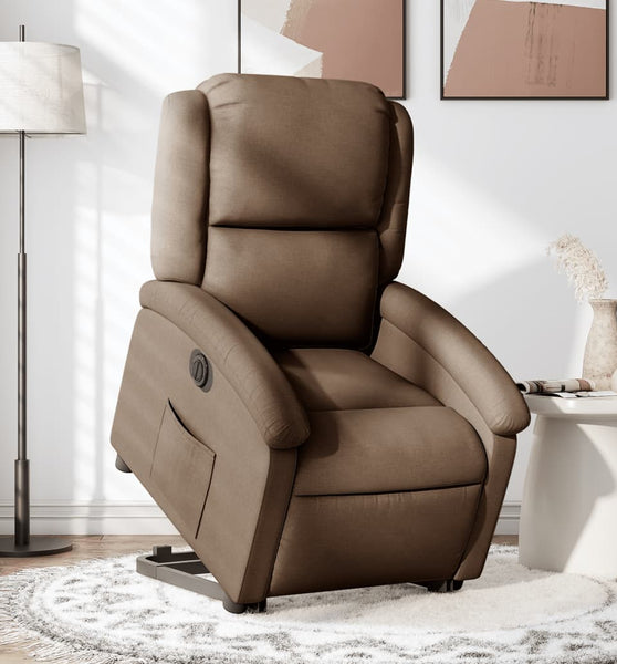 Relaxsessel mit Aufstehhilfe Elektrisch Braun Stoff
