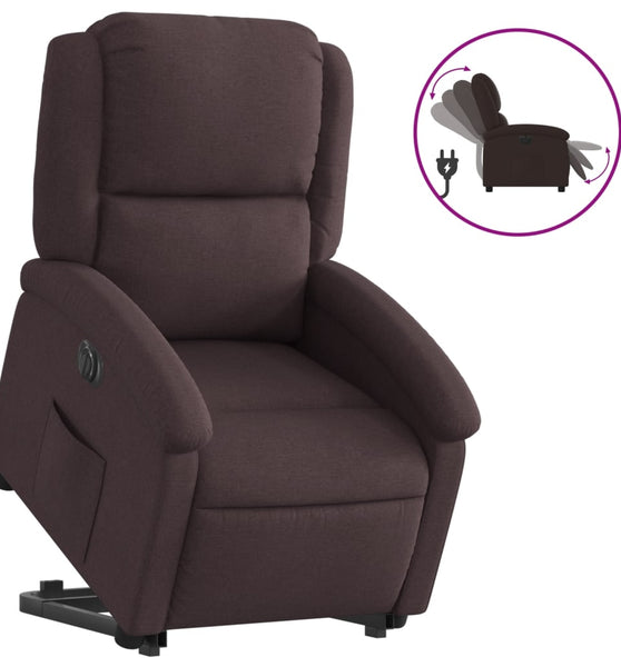 Relaxsessel mit Aufstehhilfe Elektrisch Dunkelbraun Stoff